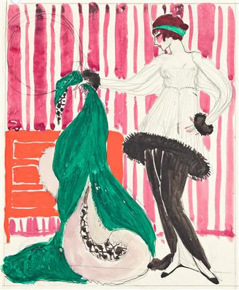 GEORGES LEPAPE (1887-1971) Two fashion studies for Gazette du Bon Ton.